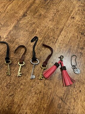 Pink Tassel Keychain Pair with Mixed Key Charms Fossil